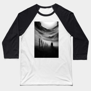 Going Nowhere Black and White Abstract Illustration Baseball T-Shirt